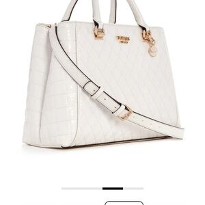 GUESS white Quilted Satchel